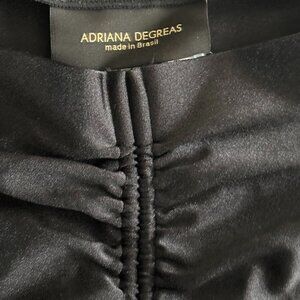 Adriana Degreas Black Spandex Rouched Mini Skirt - Size LG - NWT